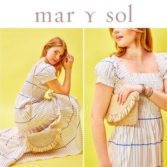 Mar y Sol Handbags - Mar Y Sol Tanya Raffia  Fringe Crossbody Clutch Purse